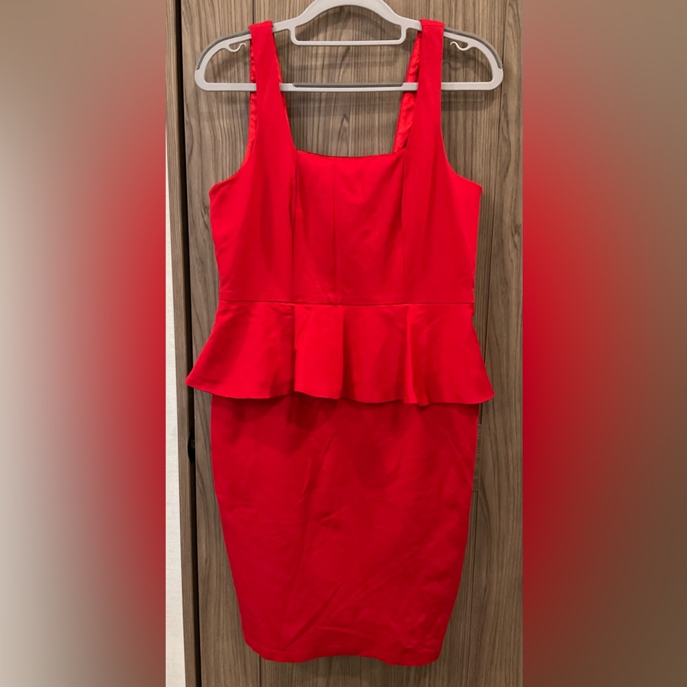 Carmen Marc Valvo Womens Sleeveless Red Zip Back Dress Size Petite M